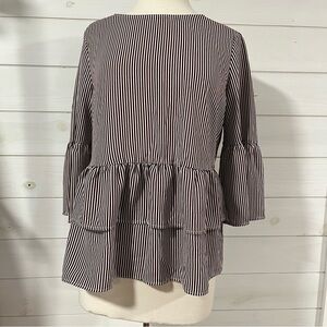Time and Tru Burgundy and White Striped Blouse